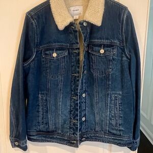 Old Navy Blue Denim Jacket with shearling collar